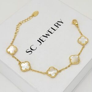 Petite Clover Bracelet | Mother of Pearl 14k Gold Filled | Luxury Jewelry